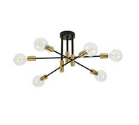 Modern Sputnik Chandelier, E27 Semi Flush Mount Industrial Ceiling Lights, Metal Vintage Ceiling Lighting for Living Room Bedroom Dining Room Kitchen Office