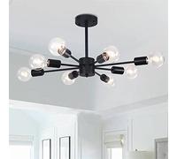 Modern Sputnik Chaner 8-Light Semi Flush Mount Ceiling Lighting Fixture, Mid Century Close to Ceiling Lamp Industrial Pendant Lights for Dining Living Room Kitchen Island (svart)