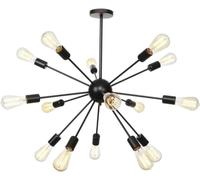 Modern Sputnik Chaner Lighting 15-Lights LED E27 Edison Pendant Lights Mid Century Ceiling Light Fixture Black/Rose d/Chrome Hanging Lights for Hallway Bar