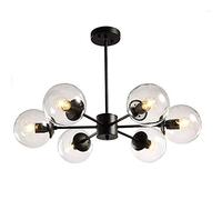 Modern Sputnik Glass Globe Chandelier Nordic Plating Magical Molecular Shades Ceiling Light Mid Century Pendant Lighting for Kitchen Living Room Transparent 6 Lights
