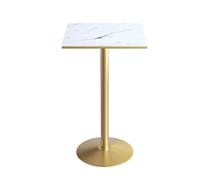 Modern Square Bar Table with Metal Base Outdoor Side Table for Patio Simple Marble Design Tall Bistro Table for Kitchen and Dining Area Industrial Style Counter Height Bar Table No Stool Inc