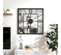 Modern Square Black Wall Clock Large HD Mirror Decorative Clock for Living Room, Office, Bedroom, Entryway Stylish Home Decor Piece