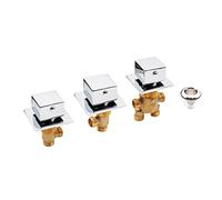 Modern Square Brass Bathtub Faucet Set - 4-Piece with Handle, Shower Switch & Cascade Diverter, Compatible with Showerhead & Cartridge Replacement for Elegant Bathrooms