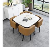 Modern Square Conference Table Set with 4 Chairs Stylish Dining & Office Furniture Brown Lounge & Business Meeting Table Cactus Design Perfect for Home & Workspaces