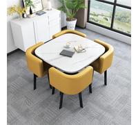 Modern Square Conference Table Set with 4 Chairs Yellow Kitchen & Dining Table for Office Lounge & Business Negotiation Stylish & Functional Furniture