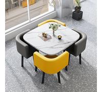 Modern Square Dining Table Set for 4 Compact Kitchen Table & Chairs for Small Spaces Stylish Dining Room Furniture for Business & Home Use (Style 2)