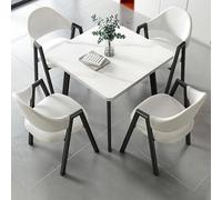 Modern Square Dining Table Set for 4 - Space-Saving Design for Lounge Living Room & Kitchen - Stylish White Finish - Compact Dining Furniture Solution