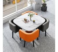 Modern Square Dining Table Set for 4 - Stylish Kitchen Table & Chair Combo for Small Spaces Perfect for Dining Business Meetings and Negotiations Includes 4 Chairs.