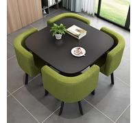 Modern Square Dining Table Set for 4 with Chairs Space Saving Kitchen & Conference Table Wooden Bar Table & Chair Combination for Breakfast & Reception