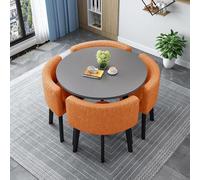 Modern Square Dining Table Set with 4 Chairs - Multipurpose Conference Table and Chair Set -Wooden Kitchen Table for 4 People - Ideal for Living Room and Dining Room