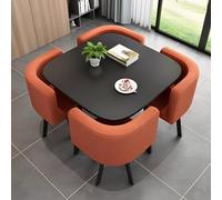 Modern Square Dining Table Set with 4 Chairs - Space-Saving Kitchen Conference Table and Chair Combination, Elegant Wooden Breakfast Bar Furniture for Small Spaces