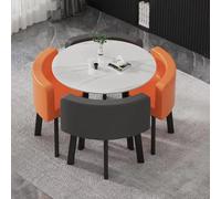 Modern Square Dining Table Set with 4 Chairs Space Saving Negotiation & Office Lounge Table for Dining Room Kitchen and Break Room.