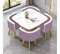 Modern Square Dining Table Set with 4 Leather Chairs, Conference Table for Kitchen & Dining Room, Stylish Furniture for Home & Office (DF-20)