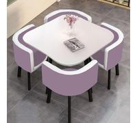 Modern Square Dining Table Set with 4 Leather Chairs, Stylish Conference Table for Kitchen & Dining Room, Cipri Design (DF20)