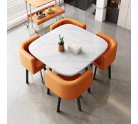 Modern Square Dining Table Set with 4 Stylish Chairs - Elegant Furniture for Balcony Living Room Café or Tea Shop - Ideal Center Table & Chair Combo (Size)