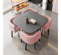 Modern Square Dining Table Set with 4 Stylish Chairs - Ideal for Balcony Living Room Café and Tea Shop - Chic Center Table Combo (Style 10)