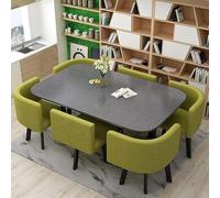 Modern Square Dining Table Set with 6 Chairs Durable Wooden Furniture for Kitchen/Living Room Multi Purpose Conference Table (150CM)