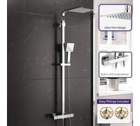 Nes Home Modern Square Exposed 2-Way Thermostatic Mixer Shower Set With Easy Fittings