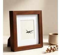 Modern Square Picture Frame 6 Inch - Real Wood Walnut Photo Frame for Tabletop and Wall Display - Minimalist Home Decor for Living Room, Bedroom, Office