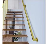 Modern Square Pipe Staircase Handrails, 1ft-20ft Handrails for Indoor Stairs Railing Hand Rail for Stairs Metal Banister Black Wrought Iron Pipe Balustrade Foot Rail Supp,Gold 1ft