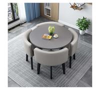 Modern Square Round Conference Table Set with 4 Chairs Metal Legs NonSlip Feet Ideal for Living Room Dining Room Kitchen (90cm/35.4in)