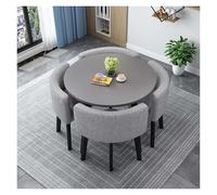 Modern Square Round Conference Table Set with 4 Chairs Metal Legs & NonSlip Foot Pads for Living Room Dining Room & Kitchen (90cm/35.4in) Stylish & Functional