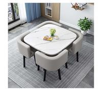 Modern Square Round Conference Table Set with 4 Chairs Metal Legs NonSlip Foot Pads Ideal for Living Room Dining Room Kitchen 90cm/35.4in