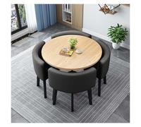Modern Square Round Conference Table Set with 4 Chairs Metal Legs NonSlip Foot Pads Ideal for Living Room Dining Room Kitchen (Height: 80cm/31.5in)