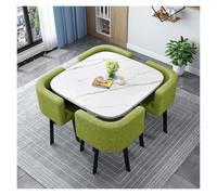 Modern Square Round Conference Table Set with 4 Chairs Metal Legs NonSlip Pads Ideal for Living Room Dining Room Kitchen90cm (35.4in)