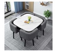 Modern Square Round Conference Table Set with 4 Chairs Metal Legs & NonSlip Pads Ideal for Living Room Dining Room & Kitchen (90cm/35.4in)
