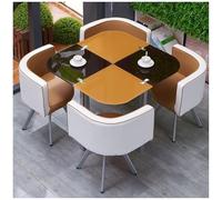 Modern Square/Round Dining Table Set for 4 with Tempered Glass, Compact Conference Chairs, Elegant Furniture for Dining Room, Stylish Home Décor.