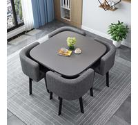 Modern Square Round Dining Table Set with 4 Faux Leather Chairs - Space-Saving Dining Room Furniture Perfect for Small Spaces 80cm/31.5in Conference Table