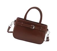 Modern Square Shoulder Bag with Adjustable Strap Practical for Work Travel Daily Activities PU Handbag, Light Brown, Mass Beauty