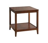 Modern Square Side Table 2-Tier Wooden Coffee Table for Living Room Bedroom & Balcony - Brown End Table (19.7" x 19.7" x 23.6") - Slish & Versatile Design
