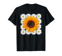 Modern Squaring The Circle Sunflower Daisies Shapes Mania T-Shirt