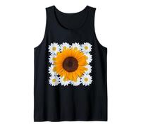 Modern Squaring The Circle Sunflower Daisies Shapes Mania Tank Top