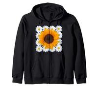 Modern Squaring the Circle Sunflower Daisies Shapes Mania Zip Hoodie