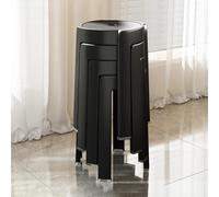 Modern Stackable Dining Chair Set of 4, 18.1" Round Plastic Stools, Single Molded Design, Ideal for Home, Classroom, Indoor & Outdoor Use (Black)