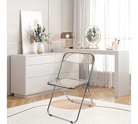 Modern Stackable Folding Chair Set, 1 Acrylic Dining Chair with Metal Frame, Comfortable for Dining Room, Amber Color, Stylish and Space-Saving Design