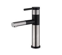 Modern Stainless Steel Bathroom Sink Faucet Rotatable Pull Out Kitchen Mixer Tap Single Hole Basin Hot & Cold Water Brushed h Slish Design.