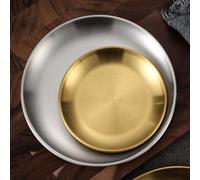 Modern Stainless Steel Dinner Plates, 10 inch Diameter, Simple and Classic, Textured Look (26cm)