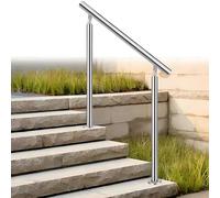 Modern Stainless Steel Hand Rails for Outdoor Steps, Floor Mounted Stair Railing Adjustable Garden Transitional Handrail with Installation Kit, Round Pipe Brushed Silver Finish ( Color : Height 105cm