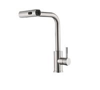 Modern Stainless Steel Kitchen Faucet with 4M Waterfall Sprayer, Hot & Cold, Single Hole Deck Mounted, Brushed h, Easy Installat for Contemporary Kitchens