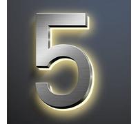 Modern Stainless Steel LED House Numbers Waterproof and Corrosion Resistant Easy Installation 30cm Illuminated Address Numbers for Outside Home