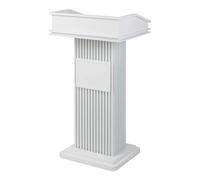 Modern Stainless Steel Podium Stand with Open Storage Shelf - Portable Floor Standing Lectern for Public Speaking, Stable Pulpit for Conferences & Events