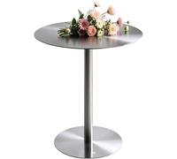 Modern Stainless Steel Round Bar Table for Dining Bistro Pub and Cafes - Available in 15.75" & 31.5" Tops Heights: 29.13" & 41.34" (80x80x95cm)