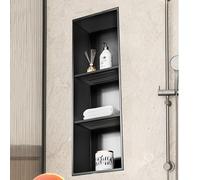 Modern Stainless Steel Shower Recessed Waterproof Bathroom Storage No Tile Required Three Tier Toiletries Rack Wall Shelf for Kitchen & Living Room
