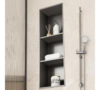 Modern Stainless Steel Shower Waterproof Three Tier Recessed Bathroom Storage Rack No Tile Needed Wall Cabinet for Toiletries Kitchen & Living Room.