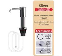 Modern Stainless Steel Soap Dispenser Kit For Kitchen Sink With Draining Basket Quick Installation Long Flexible Silicone Tube Rust Proof Construction One Touch Press Mechanism Deck Mount(B)