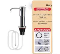 Modern Stainless Steel Soap Dispenser Kit For Kitchen Sink With Draining Basket Quick Installation Long Flexible Silicone Tube Rust Proof Construction One Touch Press Mechanism Deck Mount(A)